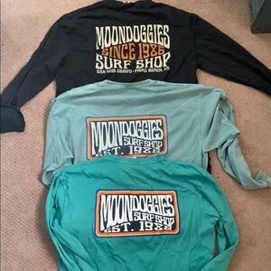 Moondoggies Surf Shop Men’s Long Sleeve Shirt - Black, Teal, Green